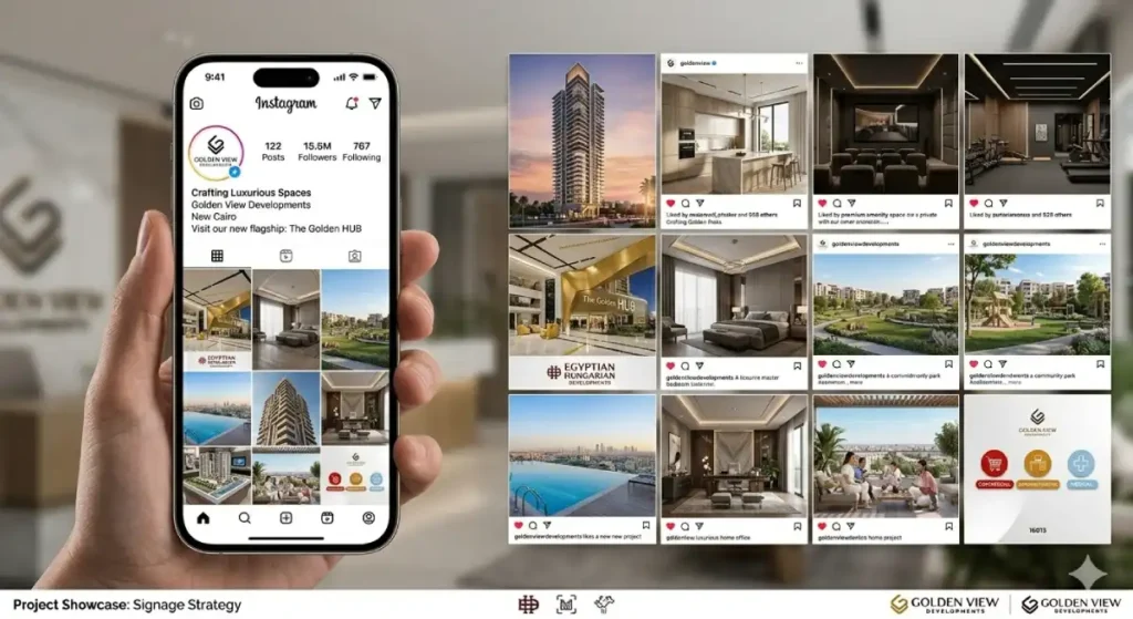 Real estate social media design for Egyptian developers — Instagram and Facebook brand presence