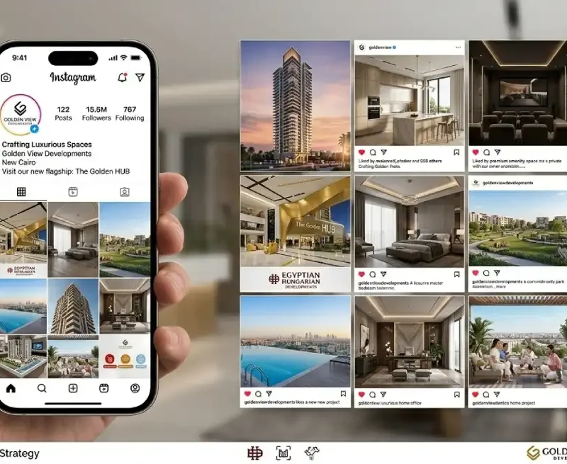 Real estate social media design for Egyptian developers — Instagram and Facebook brand presence