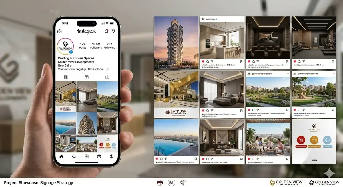 Real estate social media design for Egyptian developers — Instagram and Facebook brand presence
